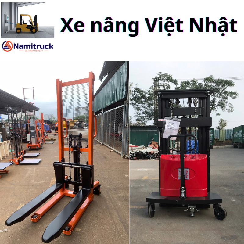 Xe nâng bán tự động và xe nâng tay cao 2 Xe nâng bán tự động và xe nâng tay cao