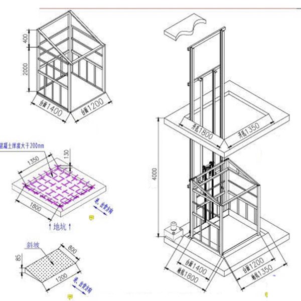 Thang nâng hàng thủy lực 500kg nâng 4m ELP0.5- 4 nhập khẩu 7 thang nang hang thuy luc 500kg nang 4m 1